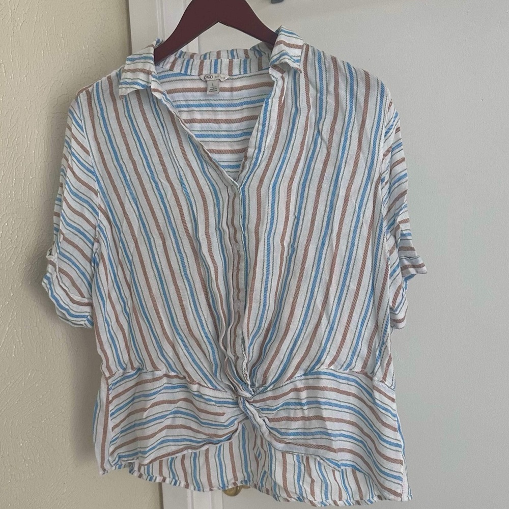 Cato Women’s Stripped Blouse Blue/Brown Large